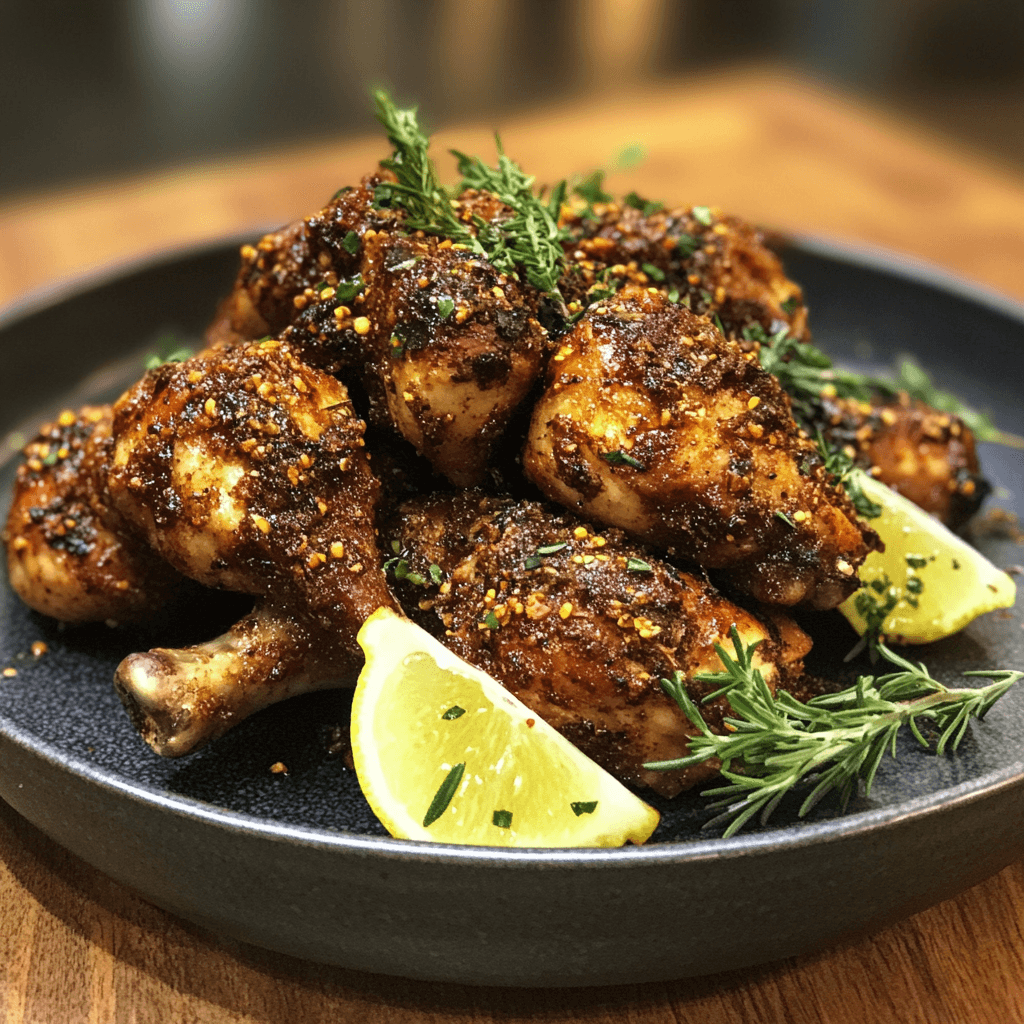 sumac spice Spiced sumac chicken served with fresh herbs and vegetables.
