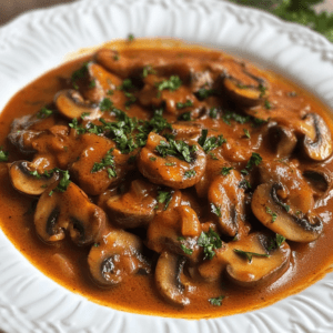 sweet paprika with mushrooms sauce