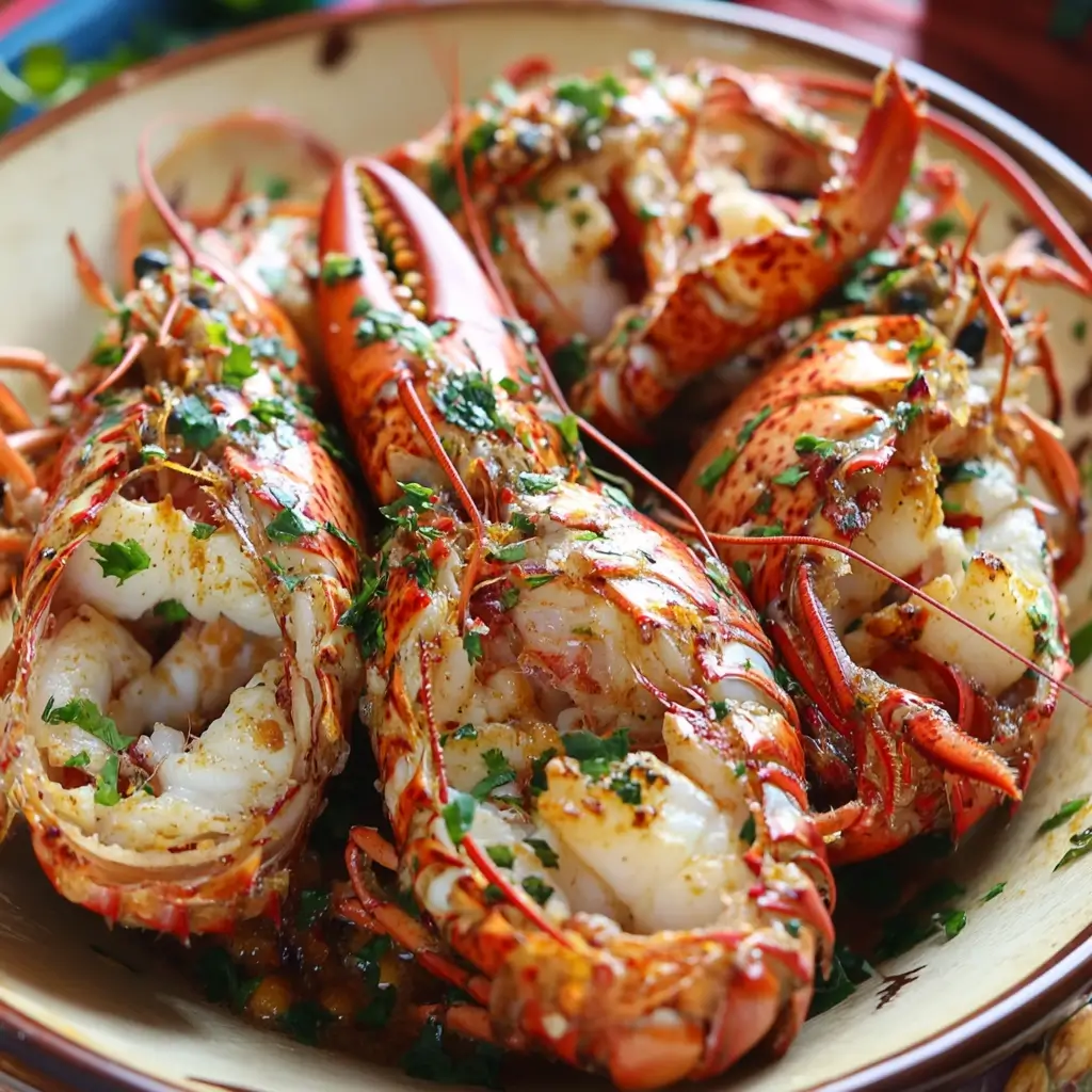 Grilled langostinos and lobster tails on a plate, comparing their taste and texture for seafood enthusiasts