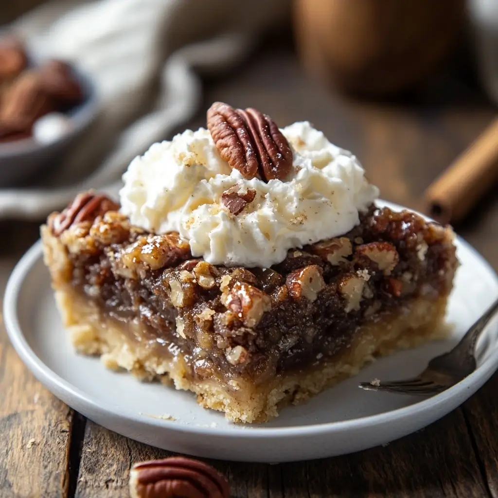 Delicious Pecan Pie Dump Cake with a golden, crumbly cake layer, gooey pecan pie filling, and a melting scoop of vanilla ice cream on the side.