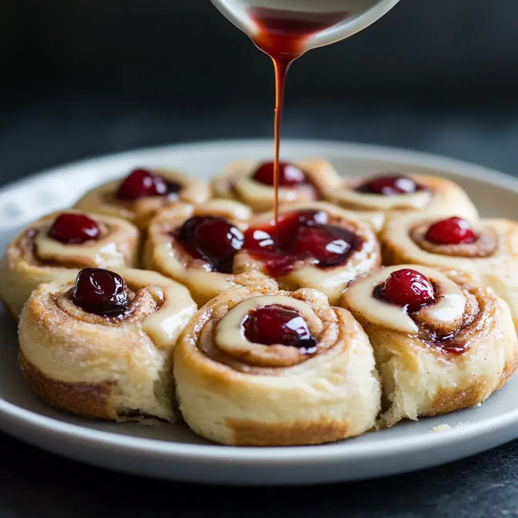 Cherry Cinnamon Rolls with Homemade Filling