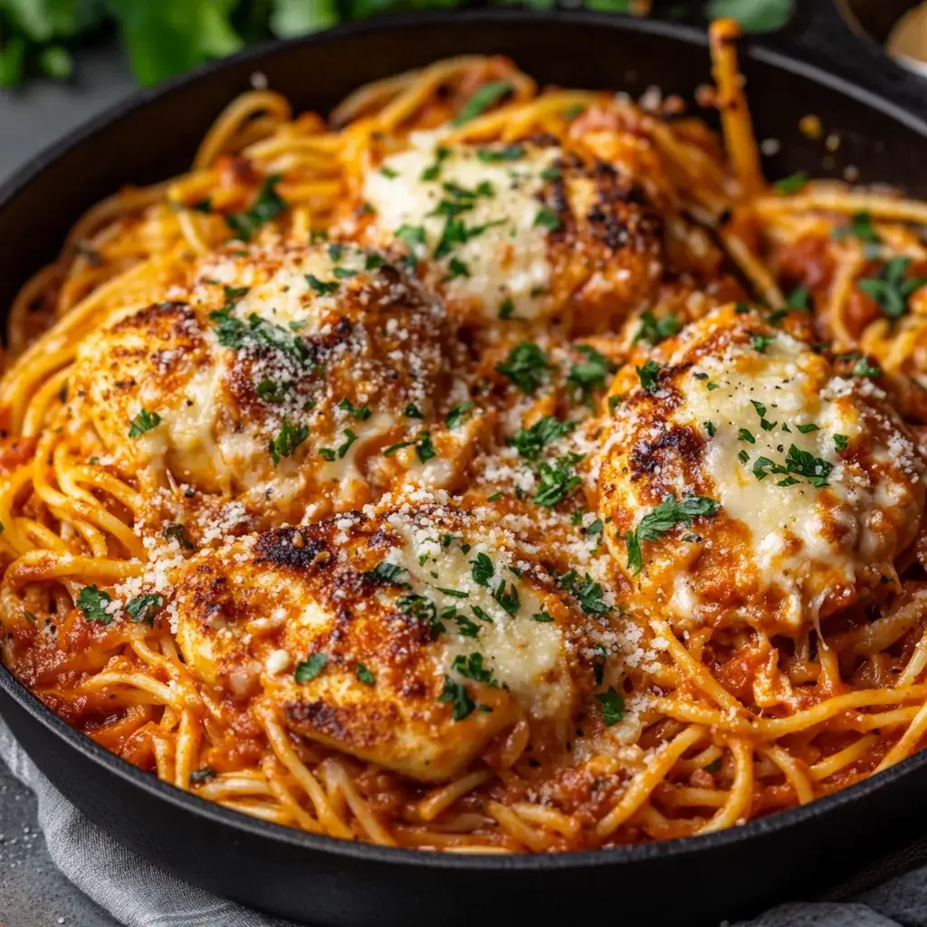A comforting serving of Chicken Parmesan Pasta ready in under 30 minutes, perfect for busy weeknights.