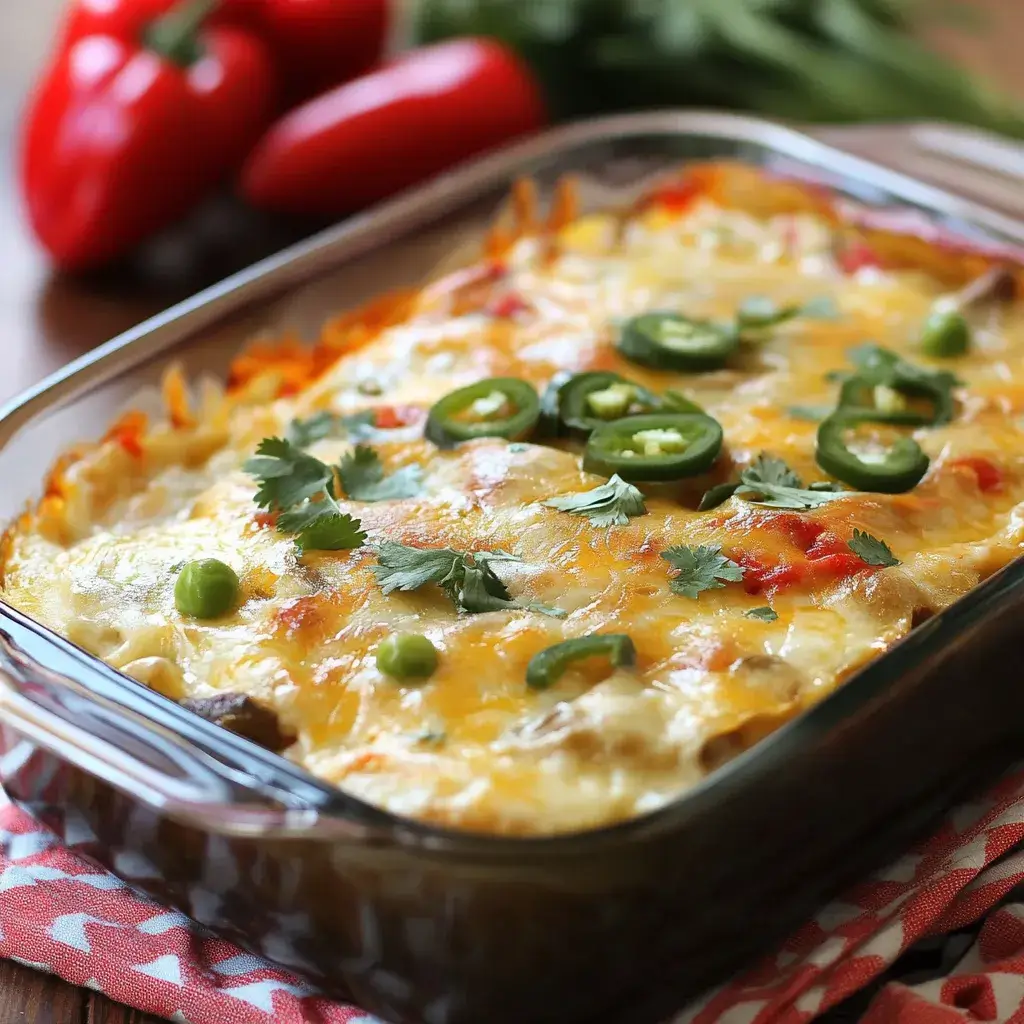 A large pan of Chile Relleno Casserole served alongside warm tortillas and a side salad, perfect for family dinners.