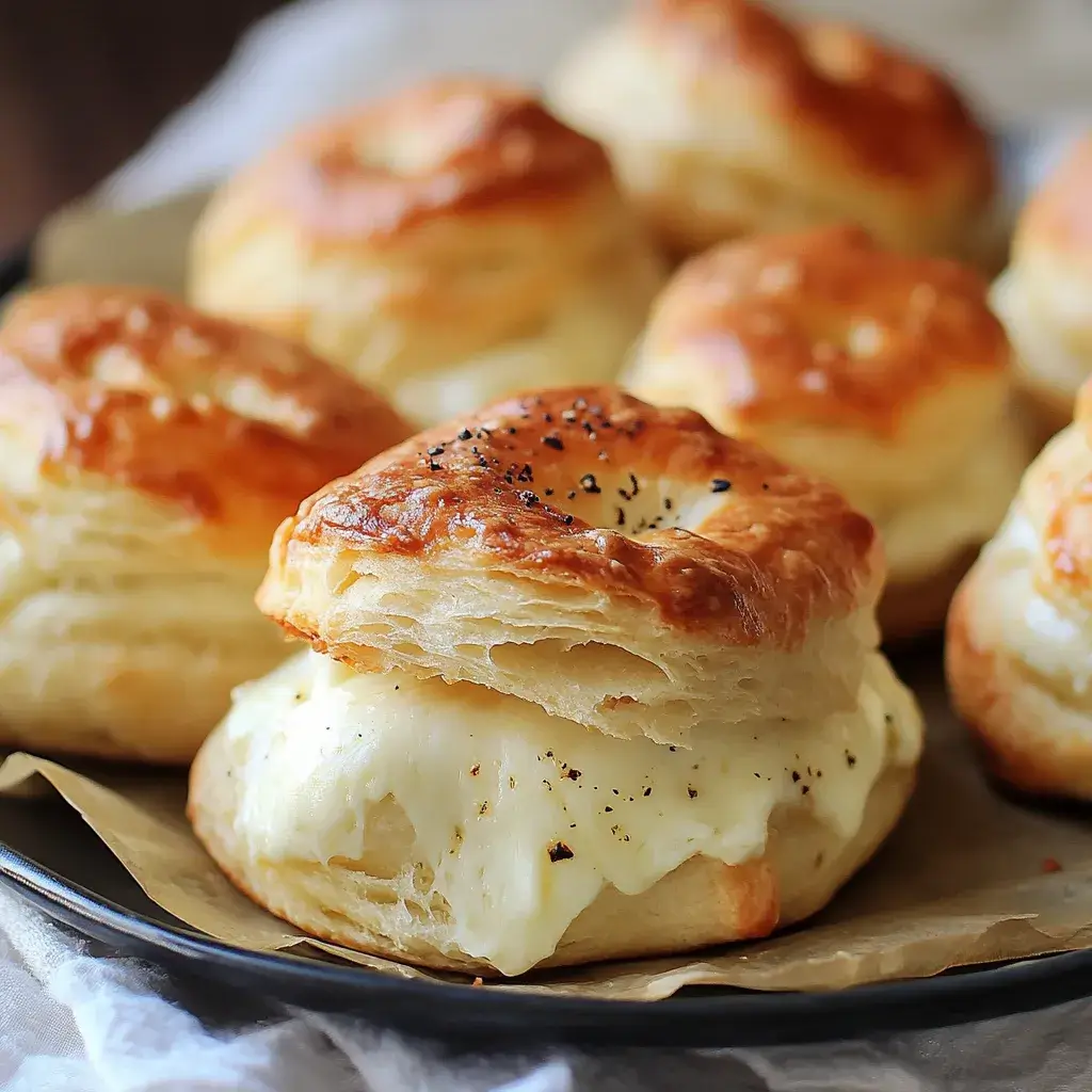 An elevated version of gooey mozzarella biscuit bombs topped with fresh basil, balsamic glaze, and grated Parmesan.