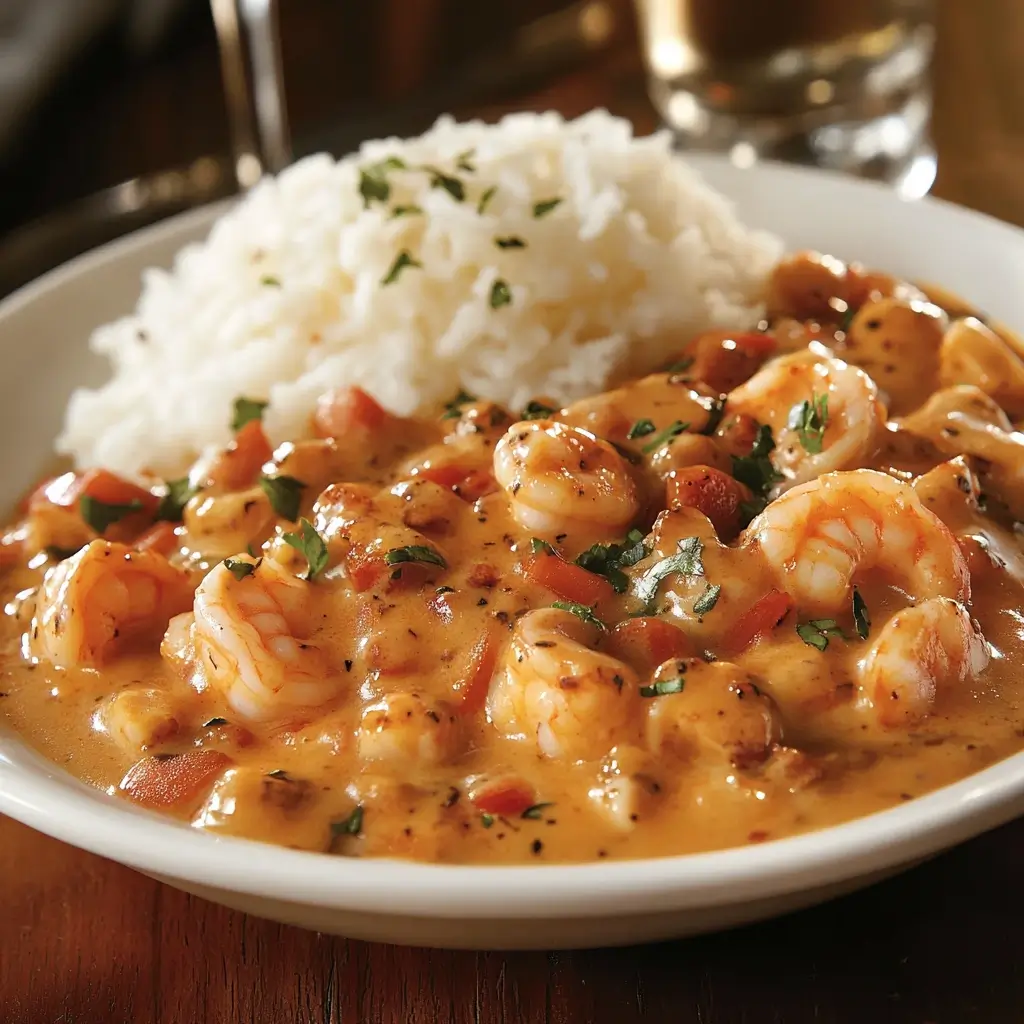 A simple yet satisfying serving of shrimp étouffée pappadeaux ready in under 30 minutes, perfect for busy weeknights.