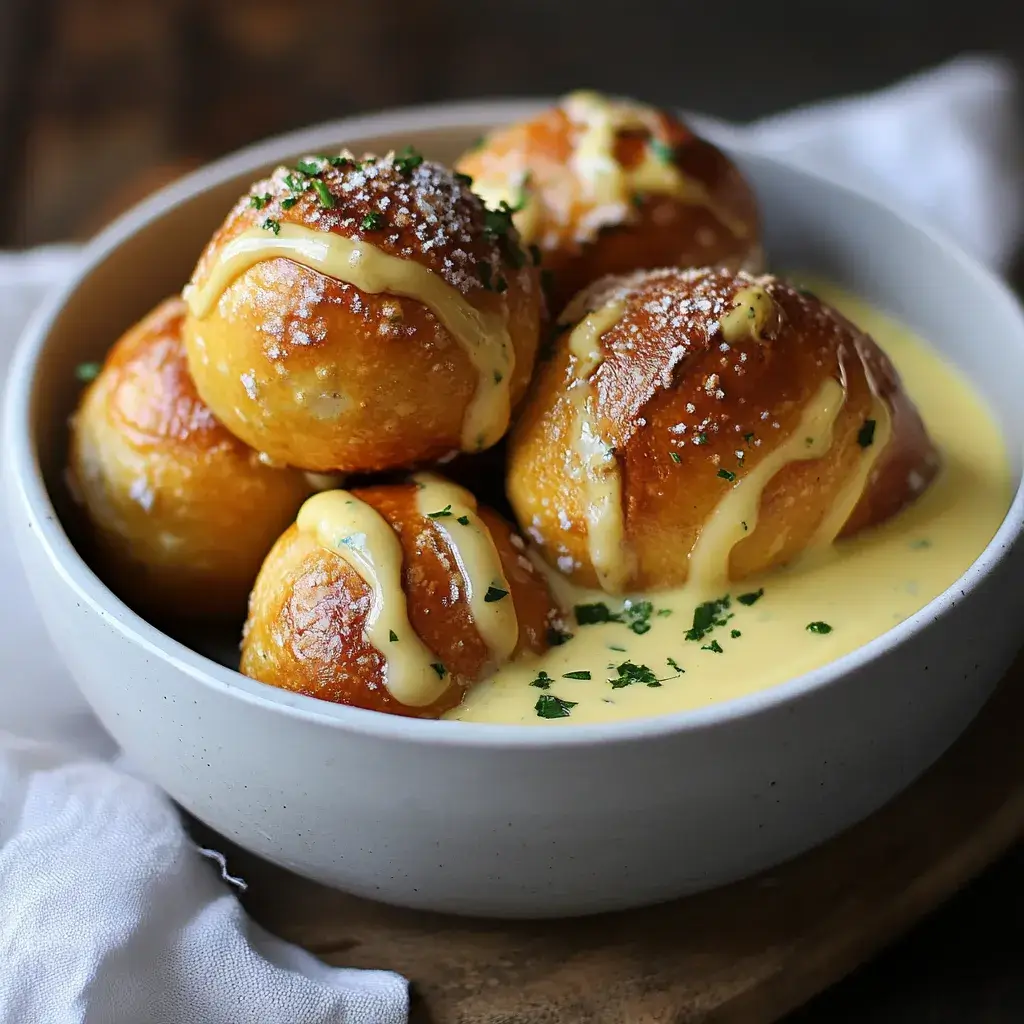 A simple yet satisfying dish of soft pretzel bites with a ready-to-serve vegan cheese dipping sauce, perfect for busy evenings.