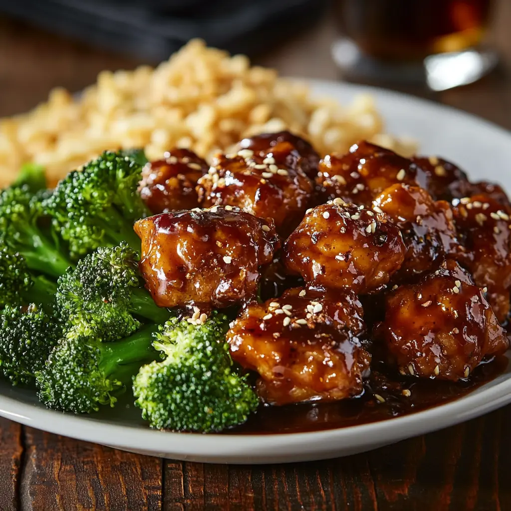 A platter of crispy roasted broccoli bites coated in spicy garlic sauce, inspired by Applebee’s popular recipe, perfect for sharing.