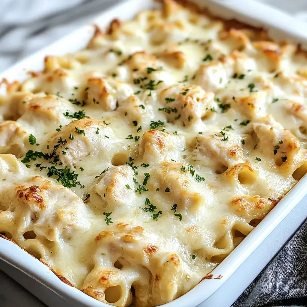 A simple yet satisfying Chicken Alfredo Bake ready in under 45 minutes, perfect for busy weeknights.