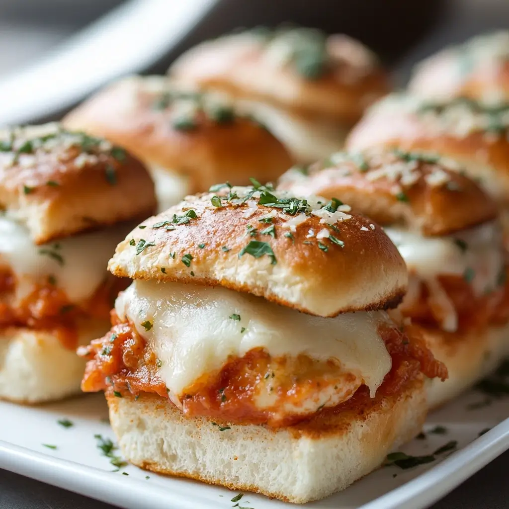 A mouthwatering Chicken Parmesan Slider with crispy chicken, melted cheese, and marinara sauce on a soft bun.