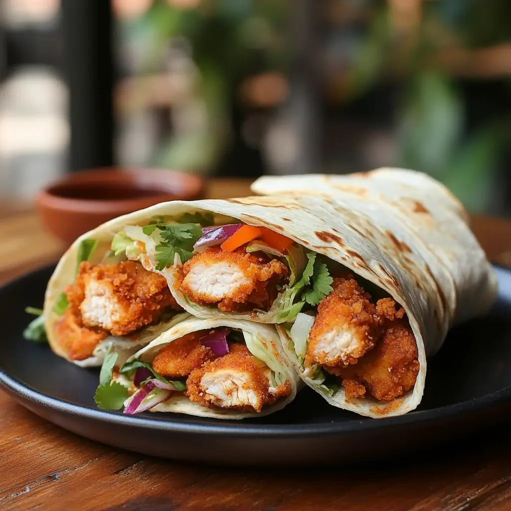 Golden-brown Folded Crispy Chipotle Chicken Wraps filled with spicy chipotle chicken, melted cheese, fresh lettuce, and avocado, served on a wooden board with lime wedges.