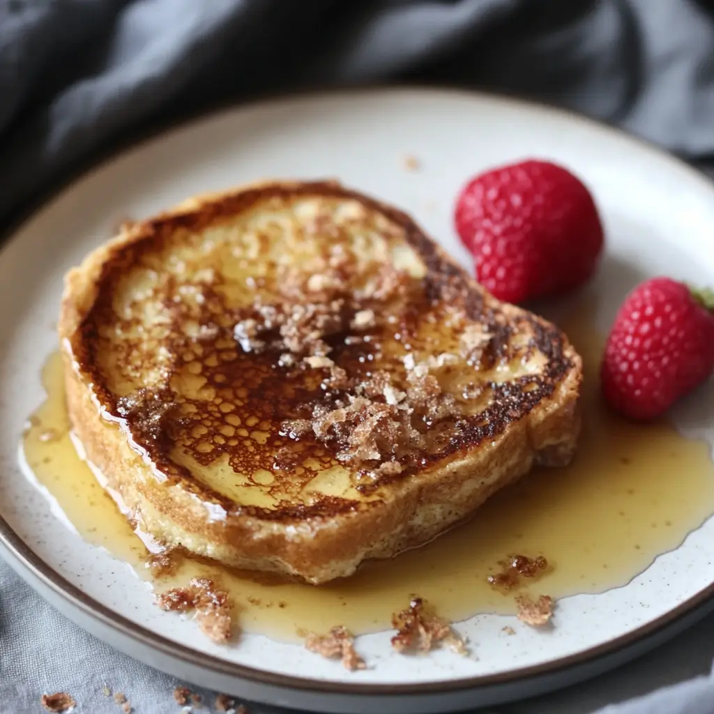 "A bowl filled with a rich custard mixture made from eggs, milk, vanilla extract, and cinnamon sugar, ready for soaking bread slices."